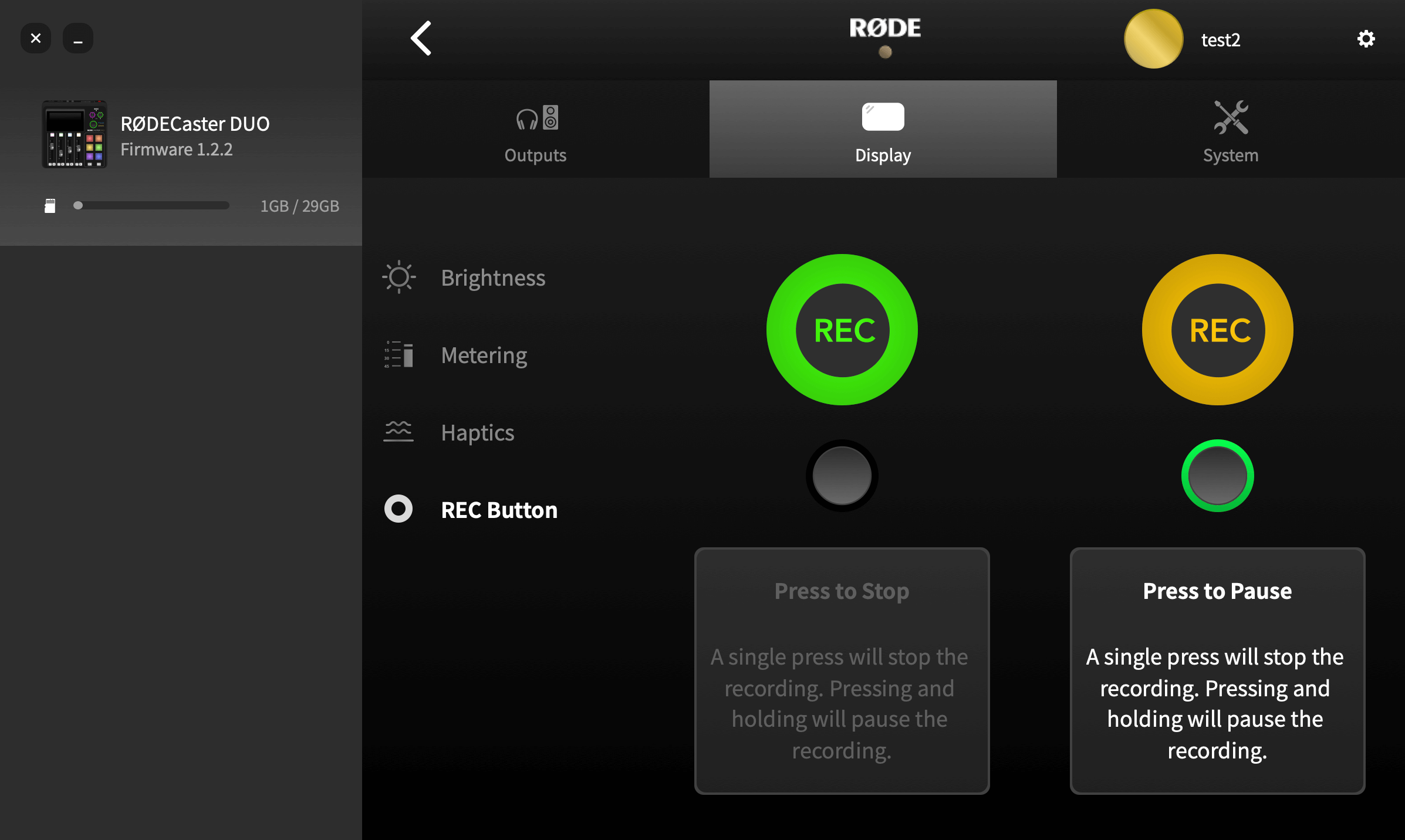 RØDECaster Duo device configuration via RØDE Central